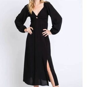 Final Touch Black Long Sleeve Dress with Slit